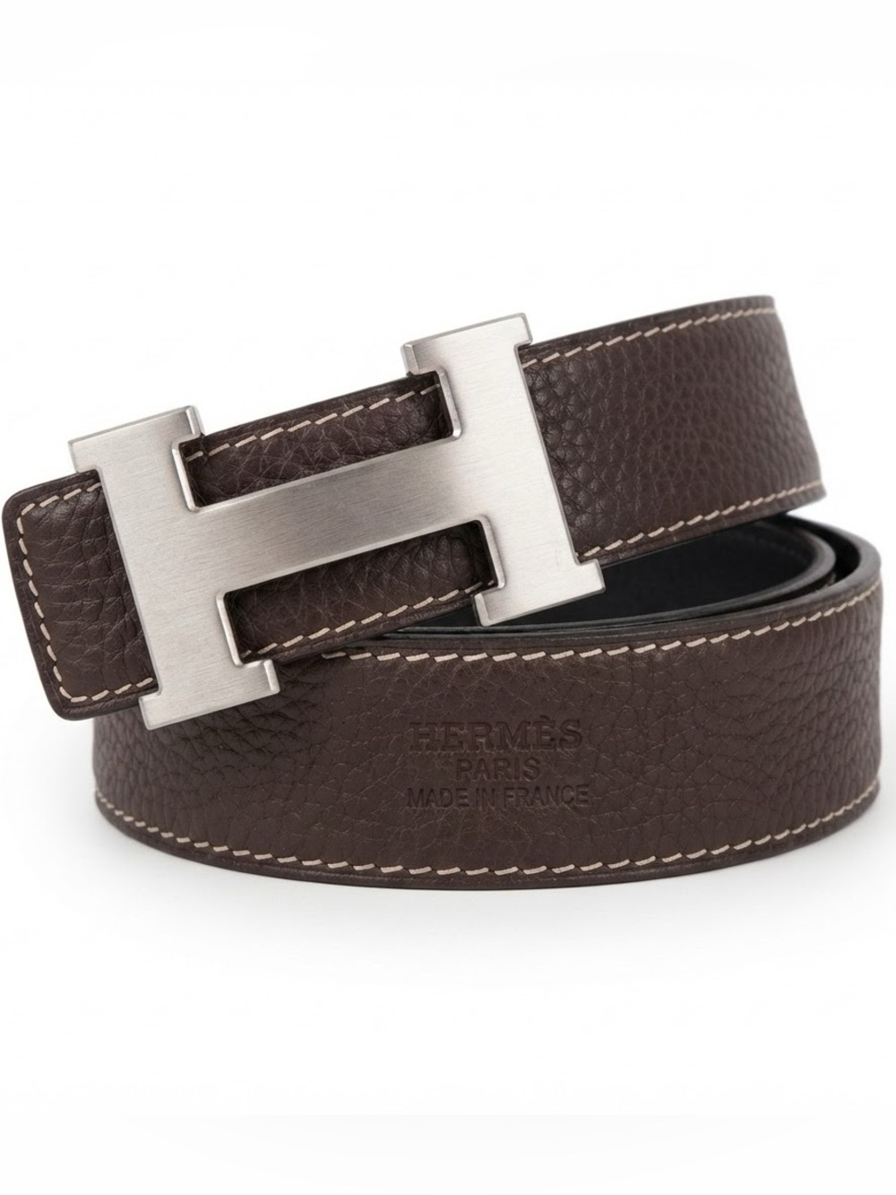 Men's Brown Black reversible Belt with Silver ToneBuckle
